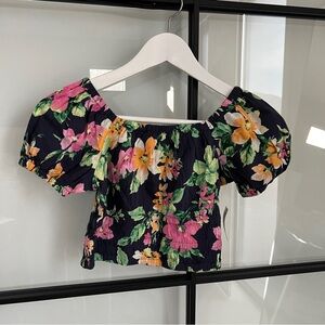 NWT Old Navy Puff Sleeve Floral Crop Top